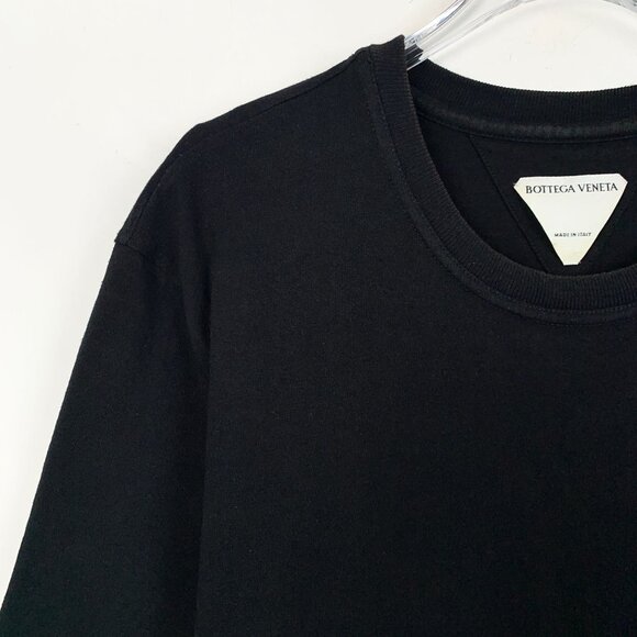 Bottega Veneta Black Cotton Round-Neck Short-Sleeved T-Shirt Size M Made In Ital - Picture 5 of 6